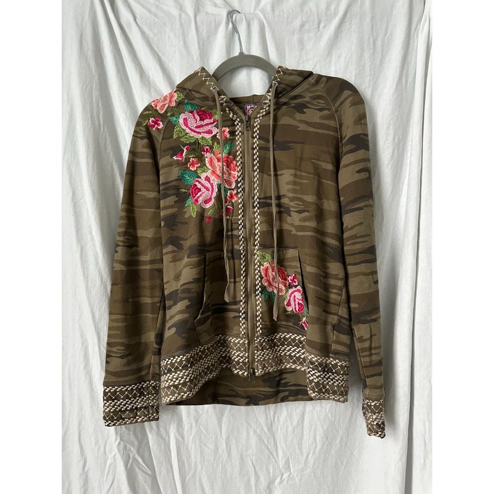 Johnny Was Camouflage Floral Hoodie